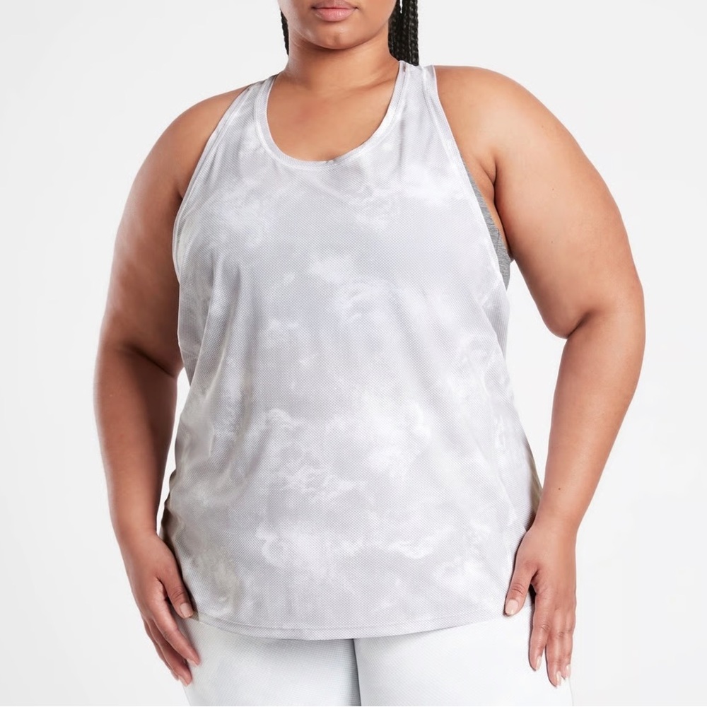 NWT Athleta Ultimate Printed Train Tank Top Gray White Women’s Plus Size 2X